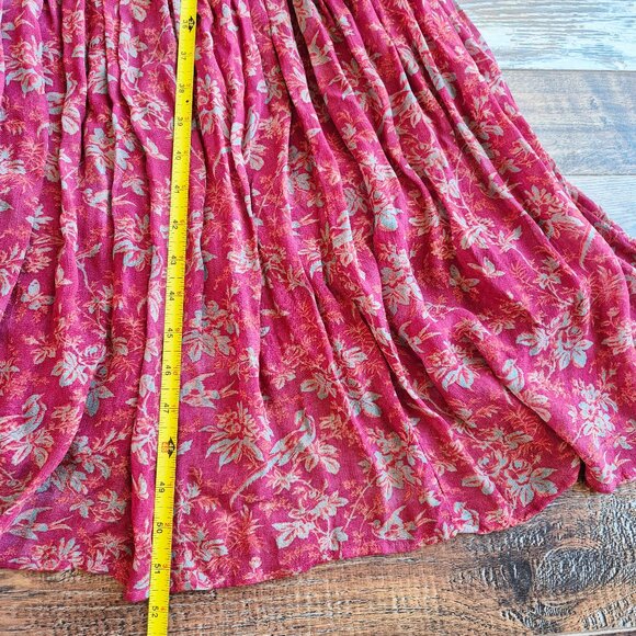 Sundance Harvest Floral Tiered Maxi Dress Ruffle Cap Sleeve Chiffon Red - Picture 16 of 16